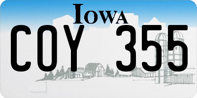 IA license plate COY355