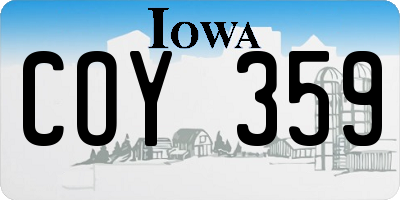 IA license plate COY359