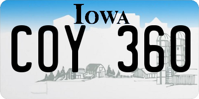 IA license plate COY360