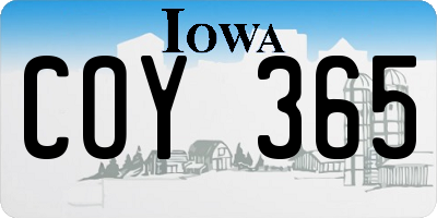 IA license plate COY365