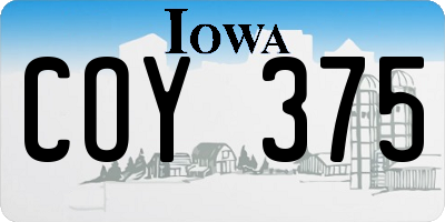 IA license plate COY375