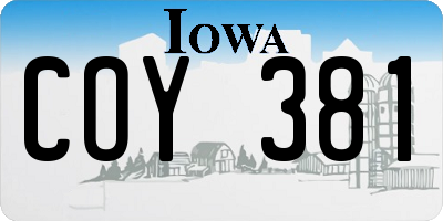 IA license plate COY381