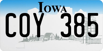 IA license plate COY385