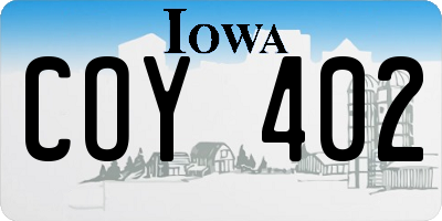 IA license plate COY402