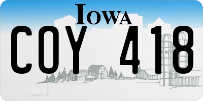 IA license plate COY418