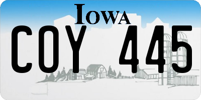 IA license plate COY445