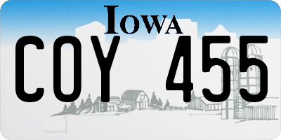 IA license plate COY455
