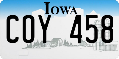 IA license plate COY458
