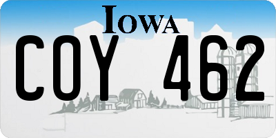 IA license plate COY462