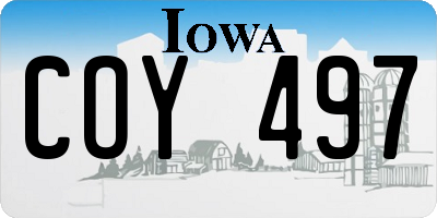 IA license plate COY497