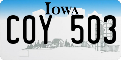IA license plate COY503