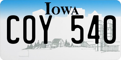 IA license plate COY540