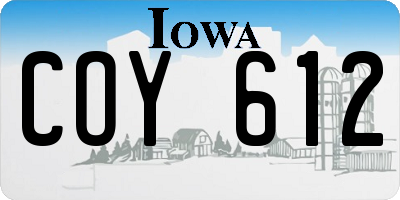 IA license plate COY612