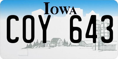 IA license plate COY643