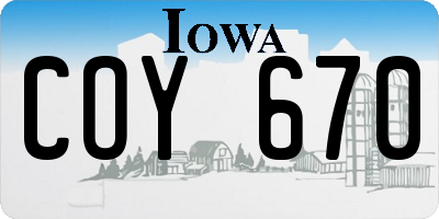 IA license plate COY670