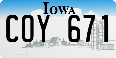 IA license plate COY671