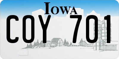 IA license plate COY701