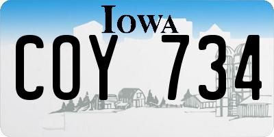 IA license plate COY734