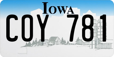 IA license plate COY781