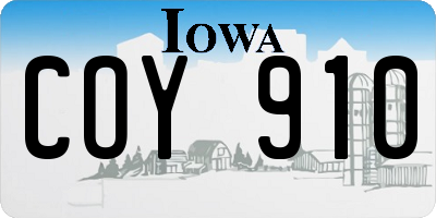 IA license plate COY910
