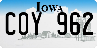 IA license plate COY962