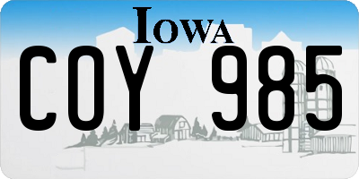 IA license plate COY985