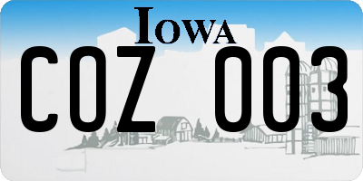 IA license plate COZ003