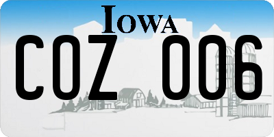 IA license plate COZ006
