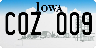 IA license plate COZ009