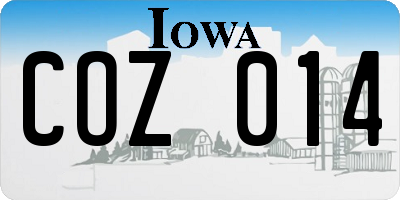 IA license plate COZ014