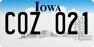 IA license plate COZ021