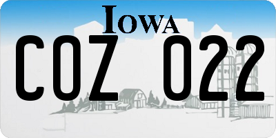 IA license plate COZ022