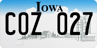 IA license plate COZ027