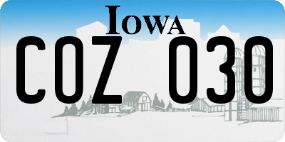 IA license plate COZ030