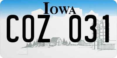 IA license plate COZ031
