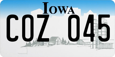IA license plate COZ045
