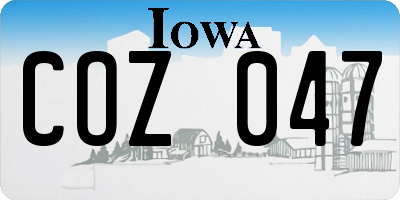 IA license plate COZ047