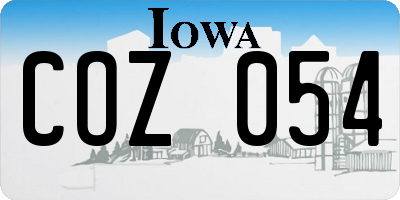 IA license plate COZ054