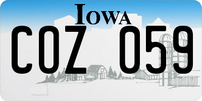 IA license plate COZ059