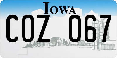 IA license plate COZ067