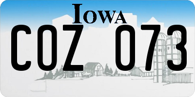 IA license plate COZ073