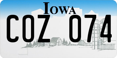 IA license plate COZ074