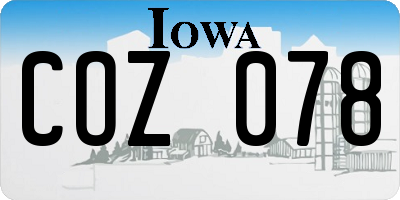 IA license plate COZ078