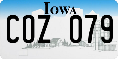 IA license plate COZ079