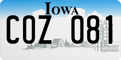 IA license plate COZ081