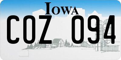 IA license plate COZ094