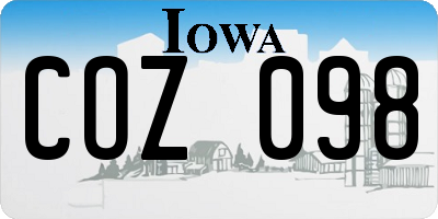 IA license plate COZ098