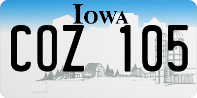 IA license plate COZ105