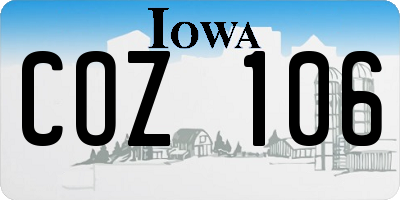 IA license plate COZ106