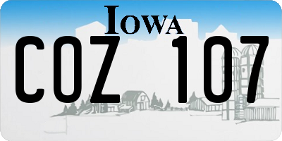 IA license plate COZ107